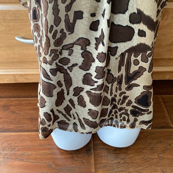 Nu Options Leopard Short Sleeve Studded Blouse Large Petite - Picture 3 of 6